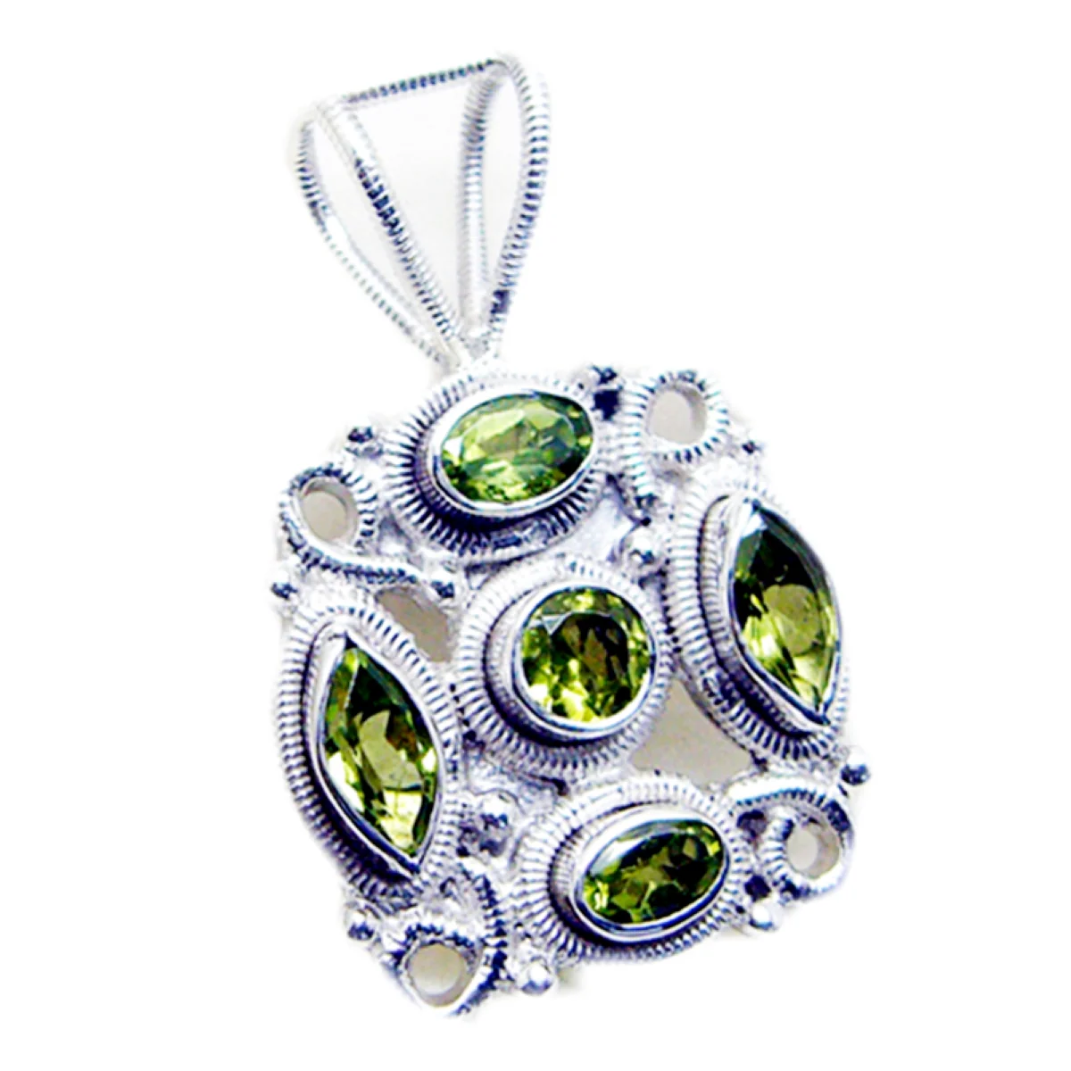 Peridot Statement American 925 Silver multiple Greta Rope-Wire Green Pendant Jewelry - Image 2