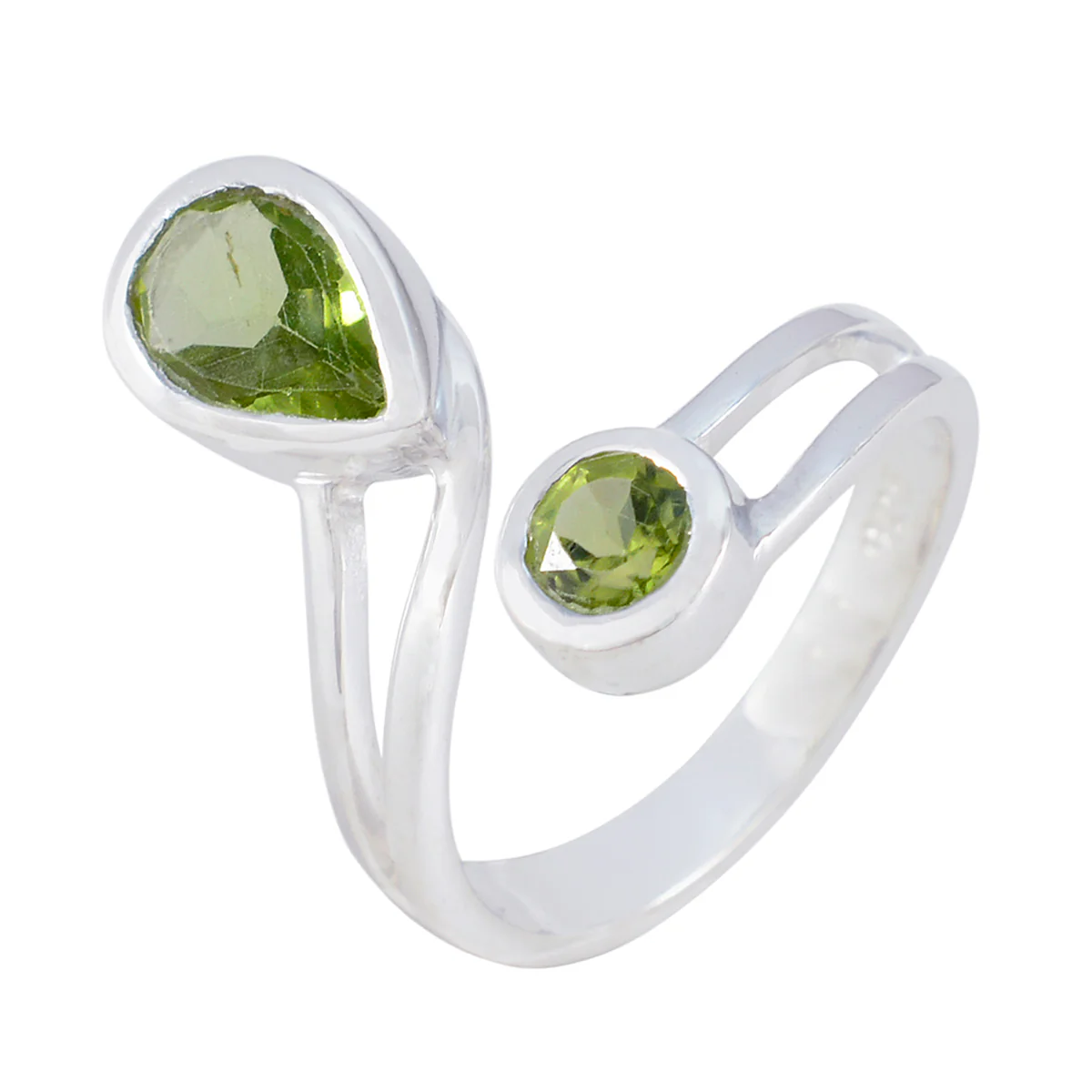 Peridot Toi et Moi Moroccan 92.5 Silver Green Gemstone Tiny Romantic Ring Jewelry - Image 2