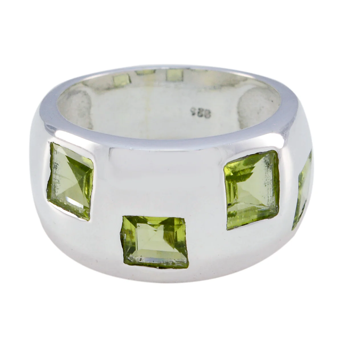 Peridot Trilogy Moroccan Silver Green Gems Eye-catching Modern Ring Jewelry