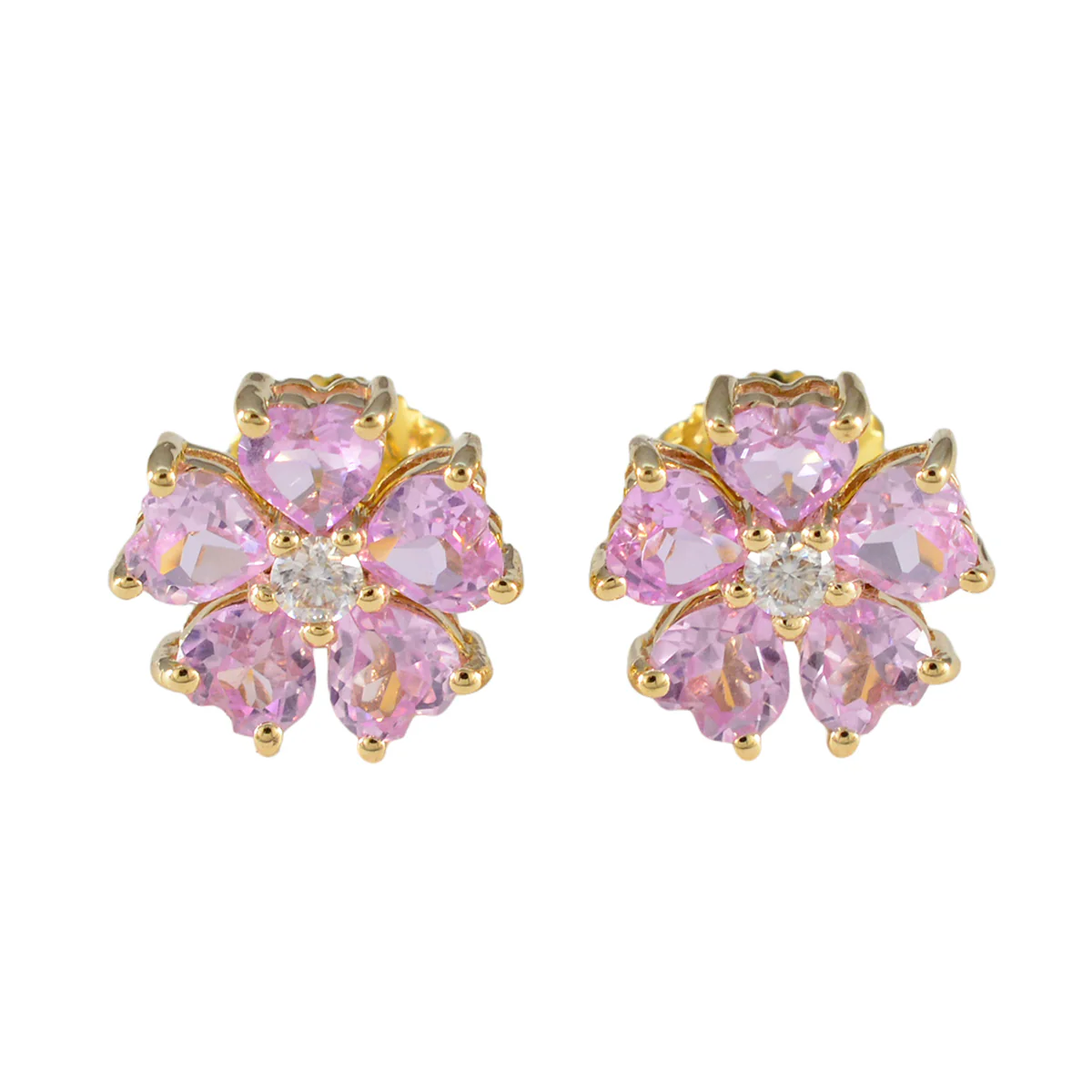 Pink CZ American Aiko multiple Stud Pink 925 Silver Earring