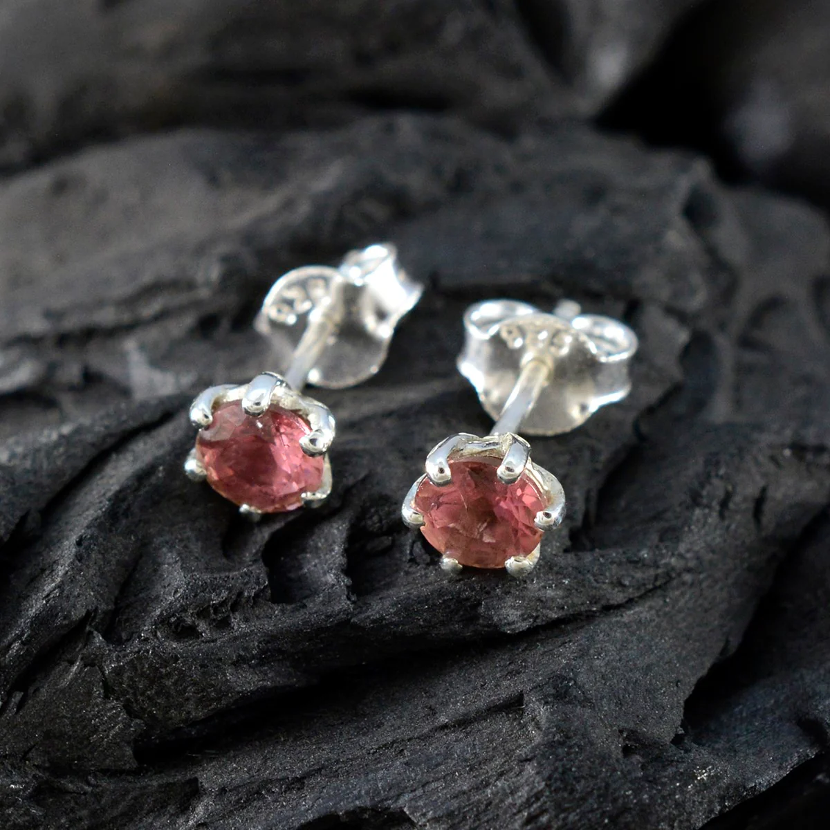 Pink CZ American Fernaanda multiple Stud Pink Silver Earring - Image 5