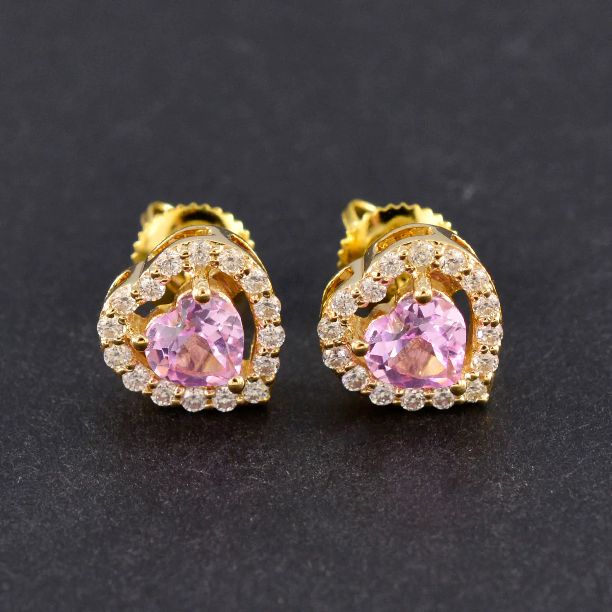 Pink CZ American María multiple Stud Pink 925 Sterling Silver Earring - Image 4
