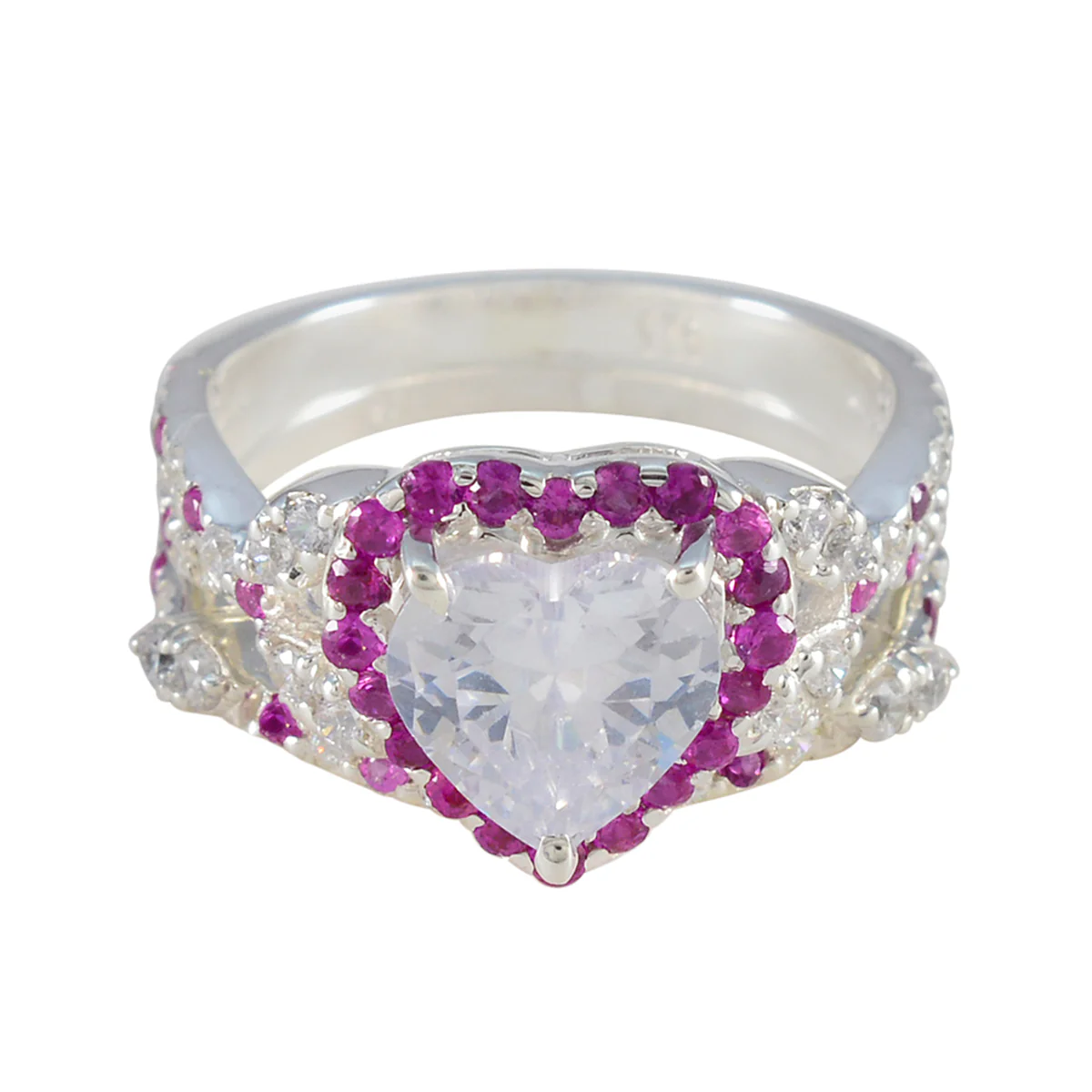 Pink CZ Halo German 925 Silver Pink Gemstone Tiny Cultural Ring Jewelry
