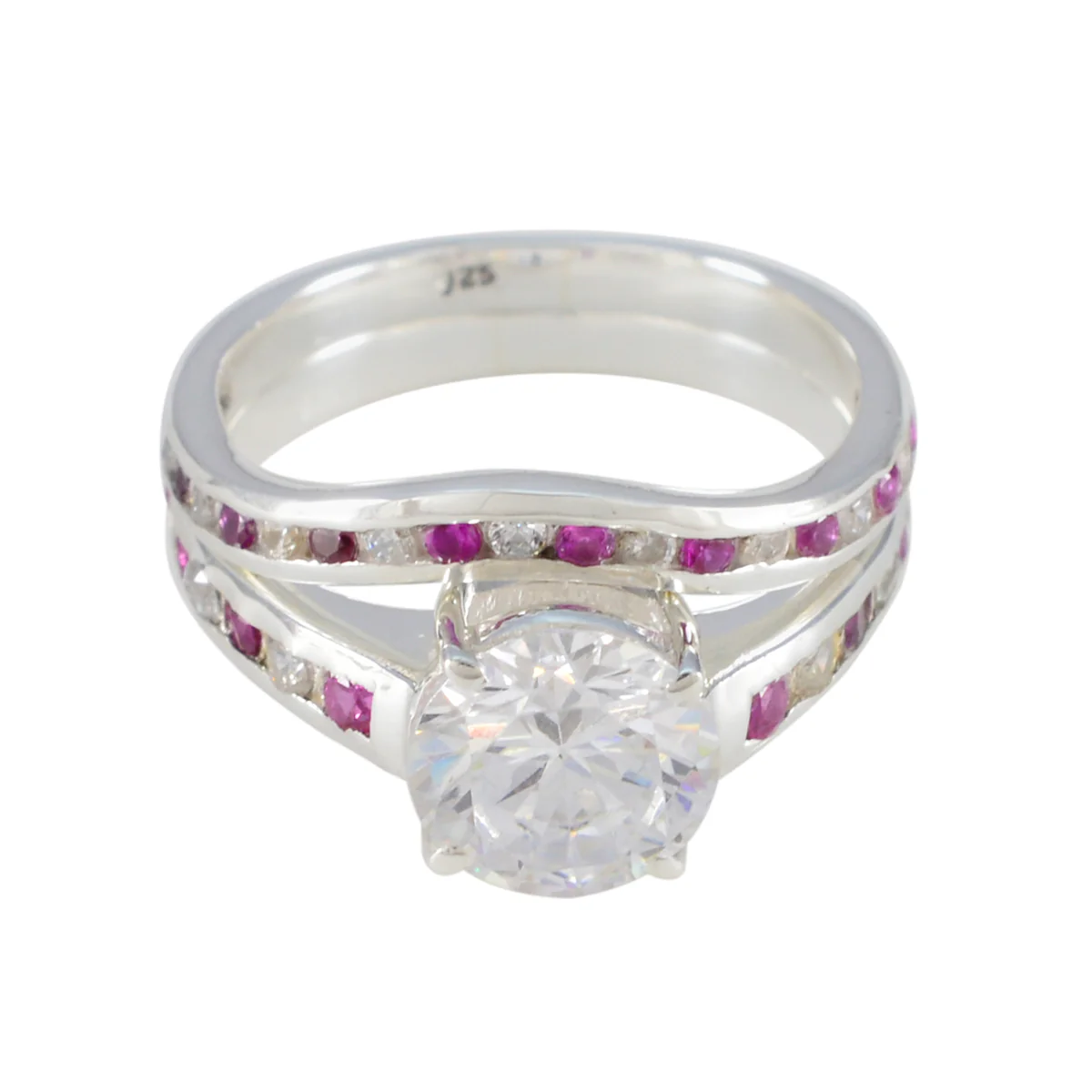 Pink CZ Halo Russian Silver Pink Gemstone Tiny Artisan Ring Jewellery
