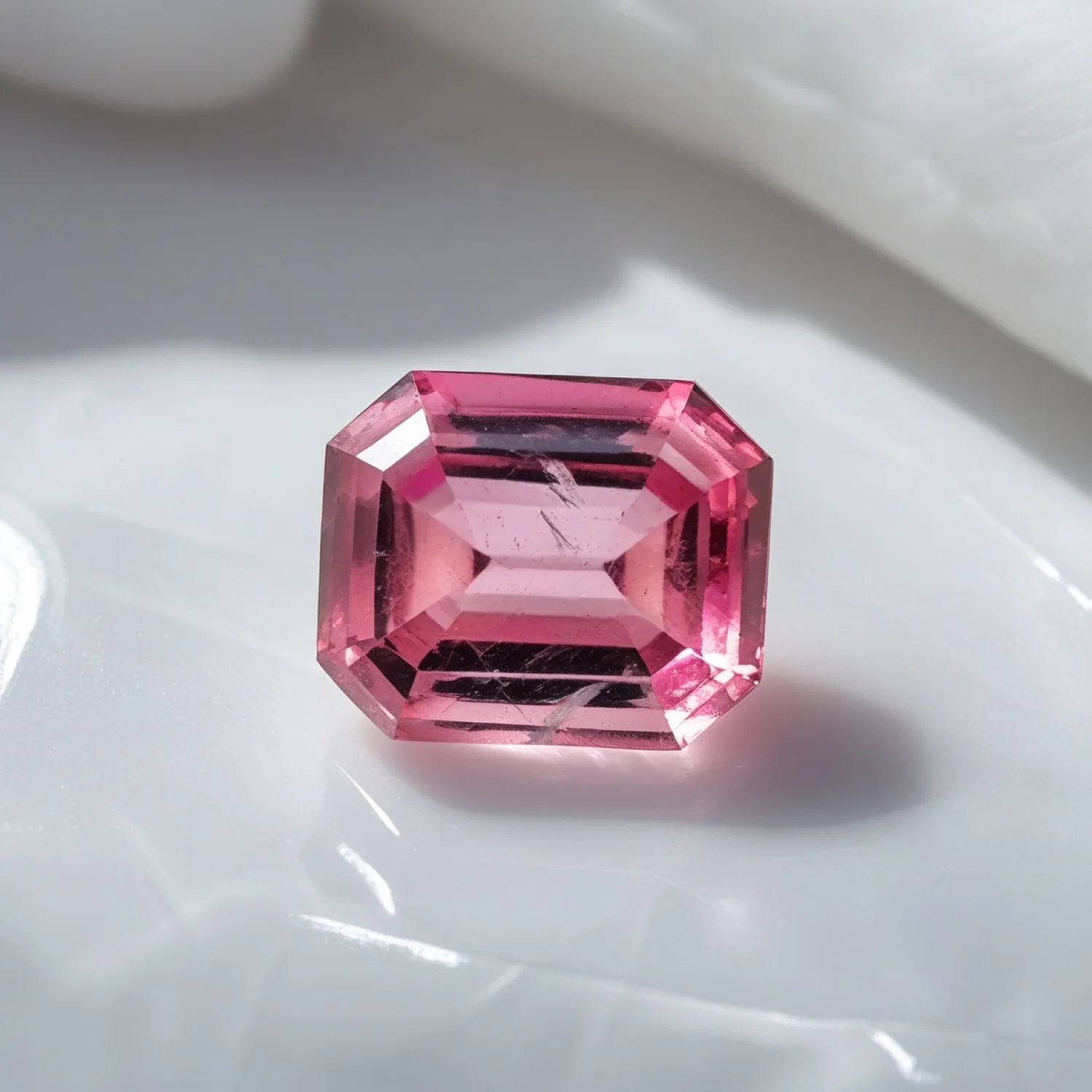 Pink Tourmaline 1PC Medium 8x10 MM Emerald Faceted Pink Polished Semi Precious Loose Gems - Image 2
