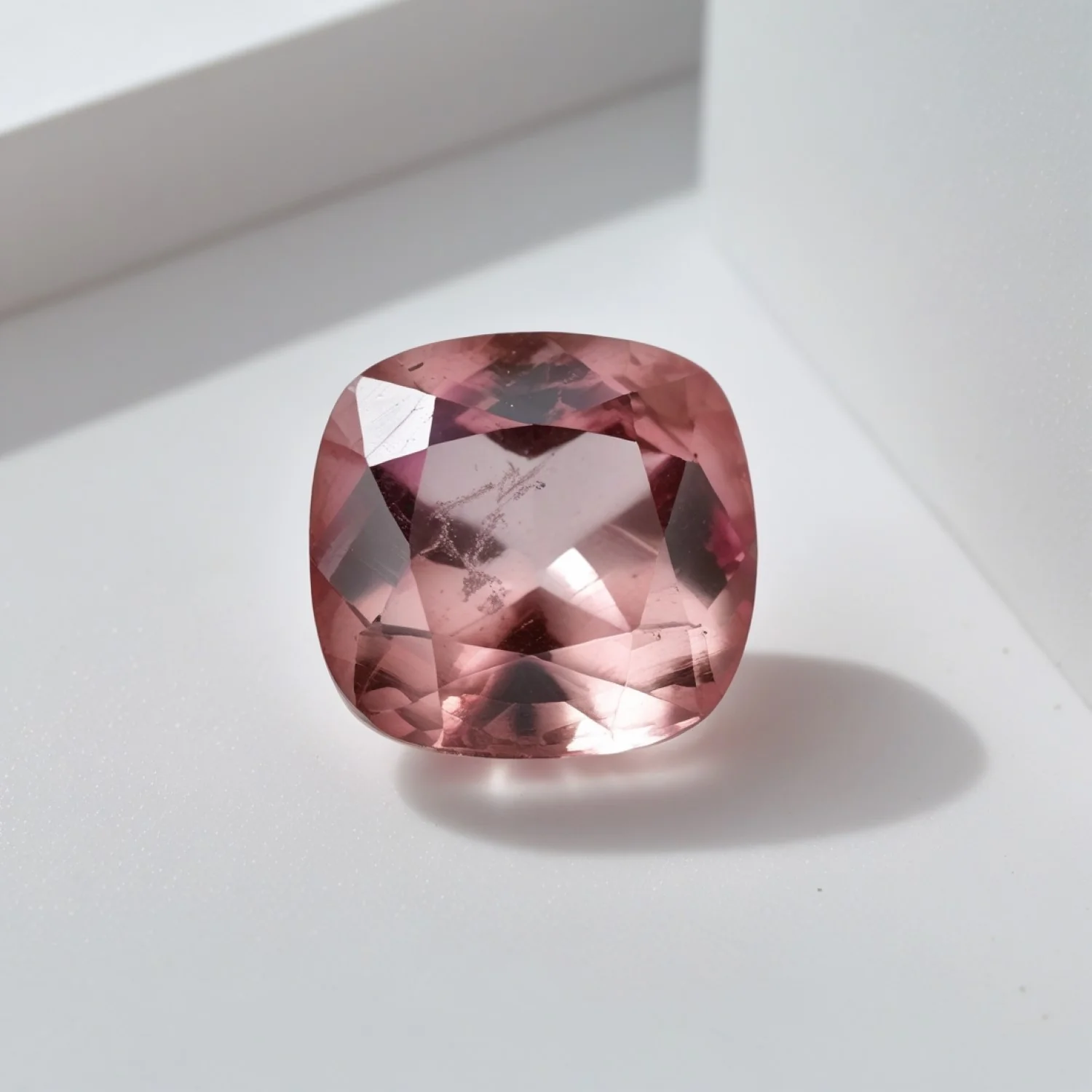 Pink Tourmaline 1PC Medium 9x9 MM Cushion Faceted Pink Lustrous Semi Precious Loose Gemstone - Image 2