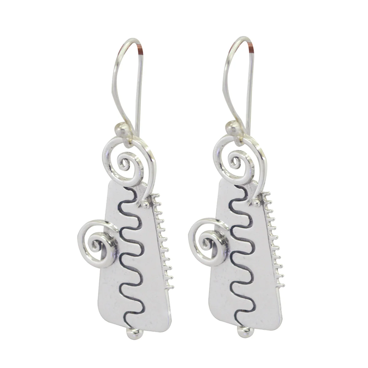 Plain Korean Florencia plain Dangle Gray 925 Silver Earring