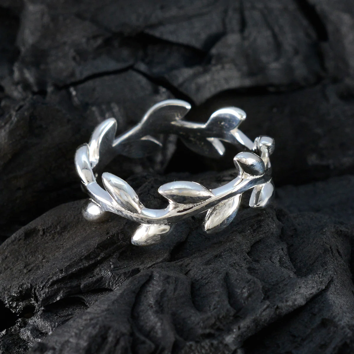 Plain Plain African Silver Gray Gemstones Slim Leafy Thumb Ring Jewelry - Image 4