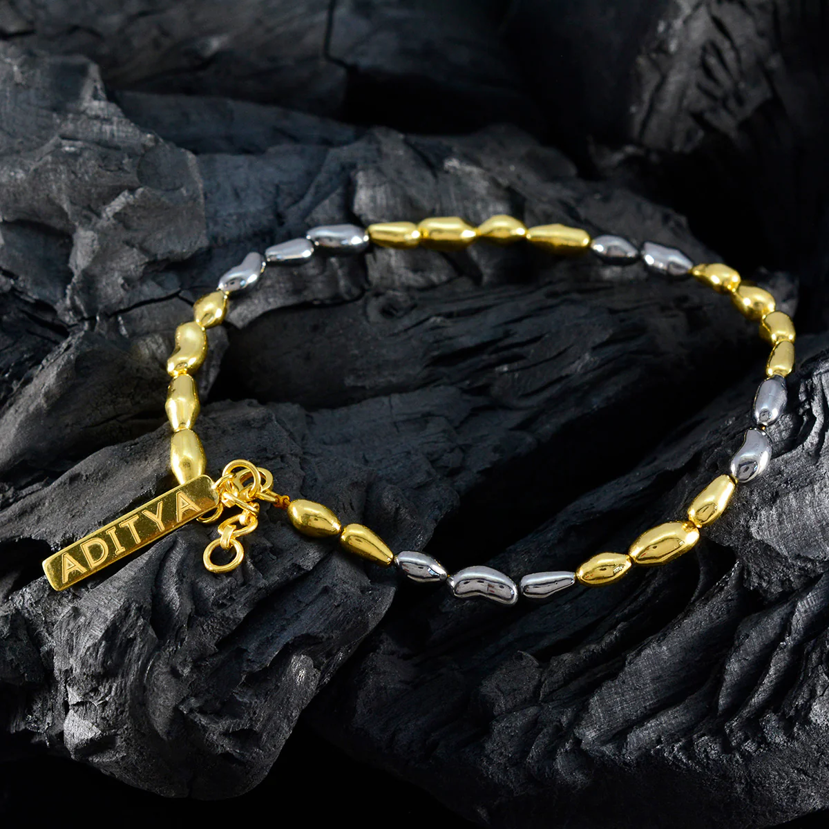 Plain Small Business Saturday Minimal Gold 925 Silver Links Bracelet - Image 4