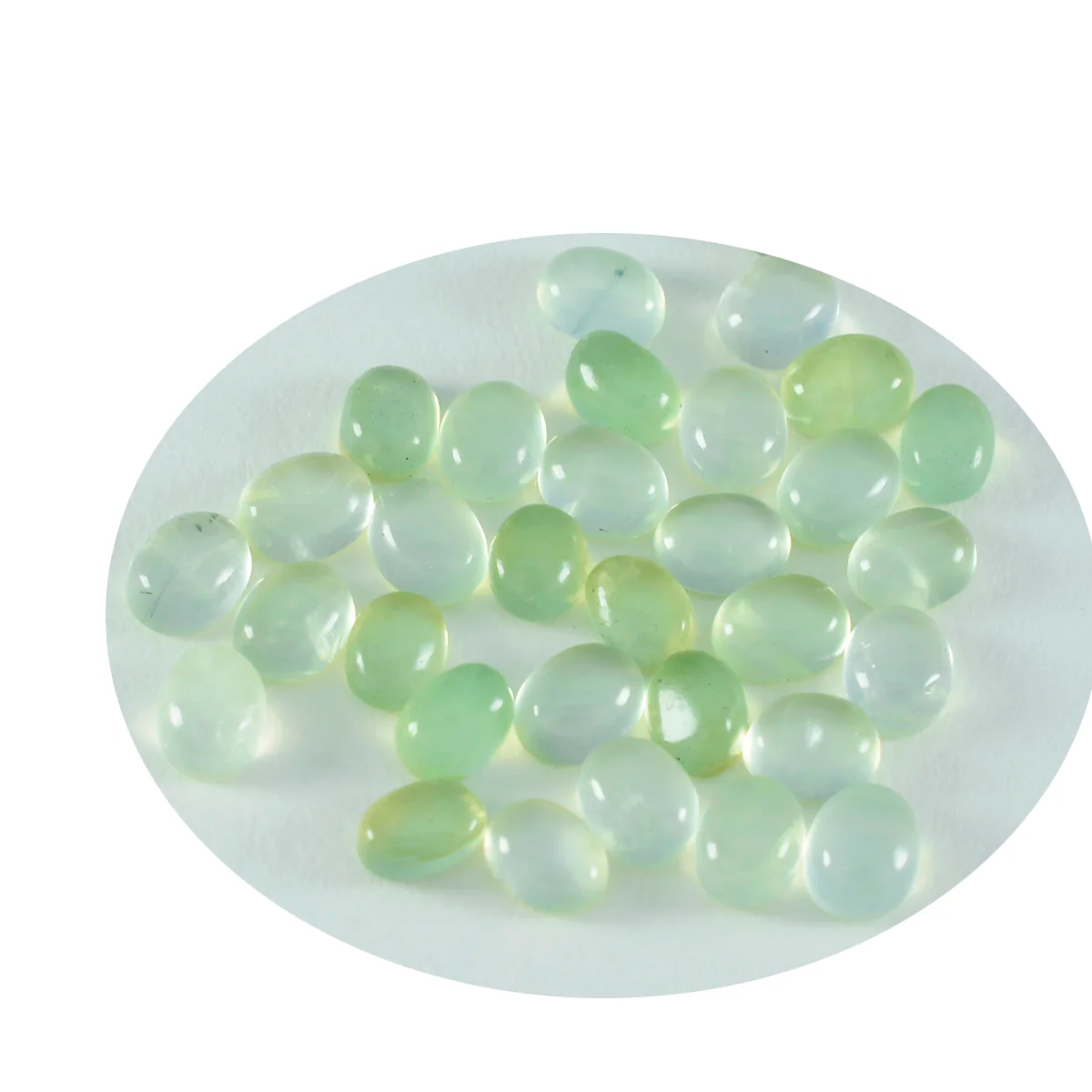Prehnite 10PC Tiny 3x5 MM Oval Cabochon Green Luster semi Precious Loose Gemstones - Image 2