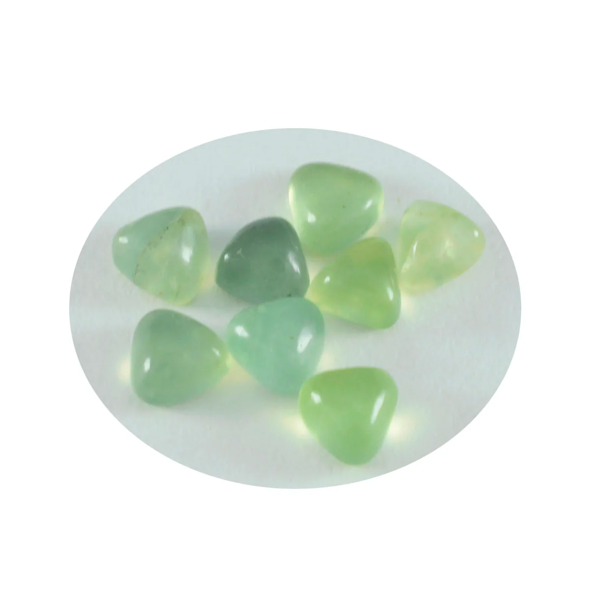 Prehnite 1PC Large 10x10 MM Triangle Cabochon Green Sparkling semi Precious Loose Gemstone - Image 2