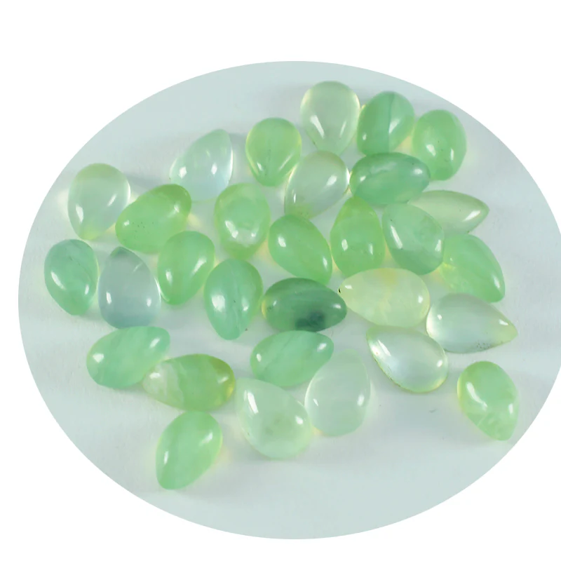Prehnite 1PC Medium 7x10 MM Pear Cabochon Green Sparkling semi Precious Loose Gemstone - Image 2