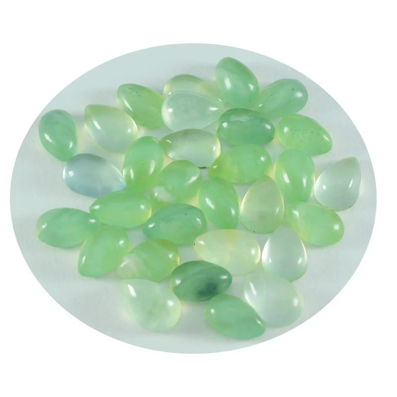 Prehnite 1PC Small 7x9 MM Pear Cabochon Green Brilliant semi Precious Loose Gems - Image 2