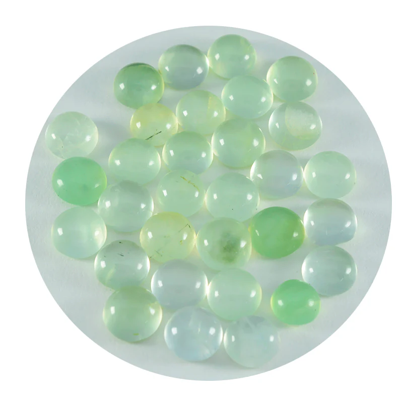 Prehnite 1PC Tiny 6x6 MM Round Cabochon Green Lustrous semi Precious Loose Gemstone - Image 2