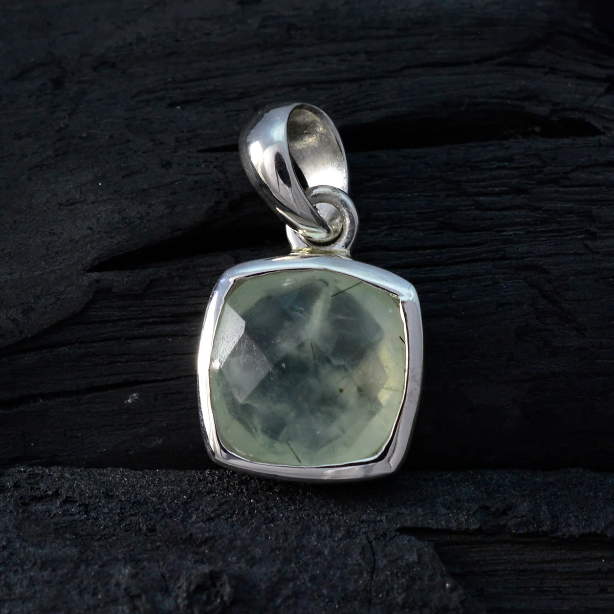 Prehnite Dainty Italian 925 Silver Solitaire Pauline Graceful Green Pendant Jewelry - Image 3