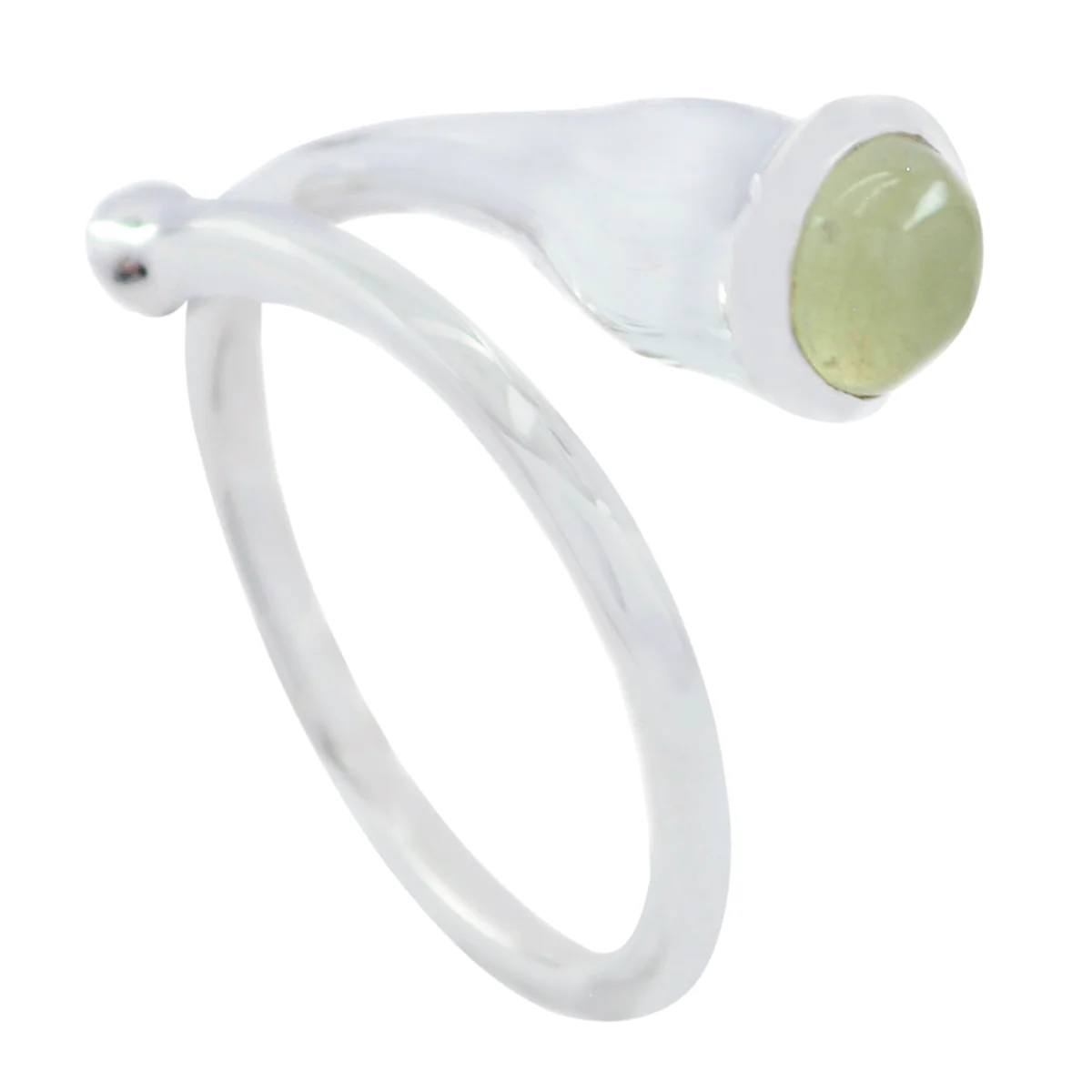 Prehnite Solitaire African 92.5 Silver Green Gemstone Mid-weight Modern Ring Jewelry