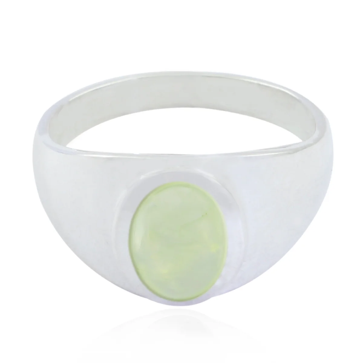 Prehnite Solitaire Indian Sterling Silver Green Gemstone Minimal Abstract Ring Jewellery