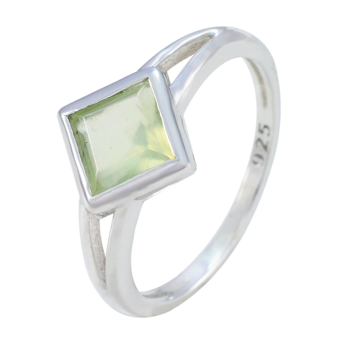 Prehnite Solitaire Korean Silver Green Gemstone Dainty Boho Ring Jewelry - Image 2