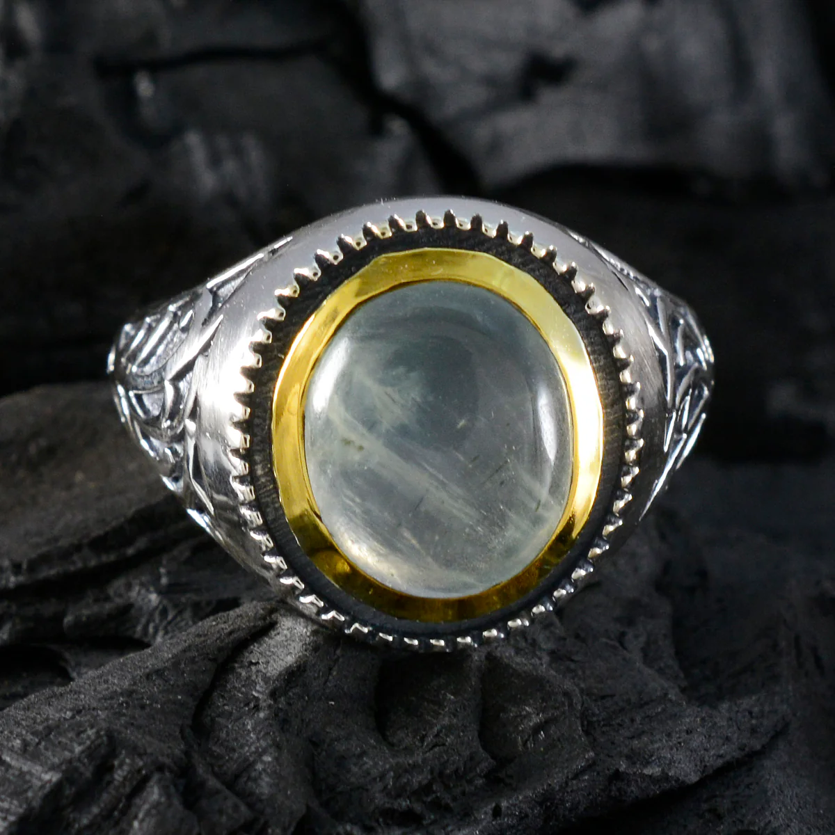 Prehnite Solitaire Mexican 925 Silver Green Gemstone Eye-catching Filigree Ring Jewellery - Image 4