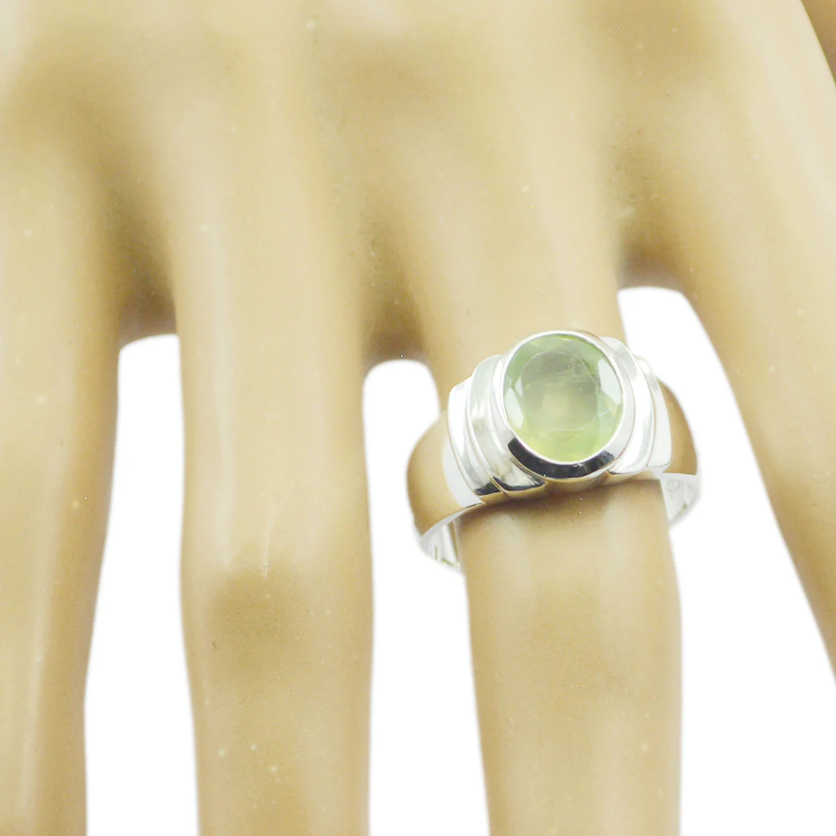 Prehnite Solitaire Moroccan 925 Silver Green Gems Eye-catching propsel Ring Jewelry - Image 2