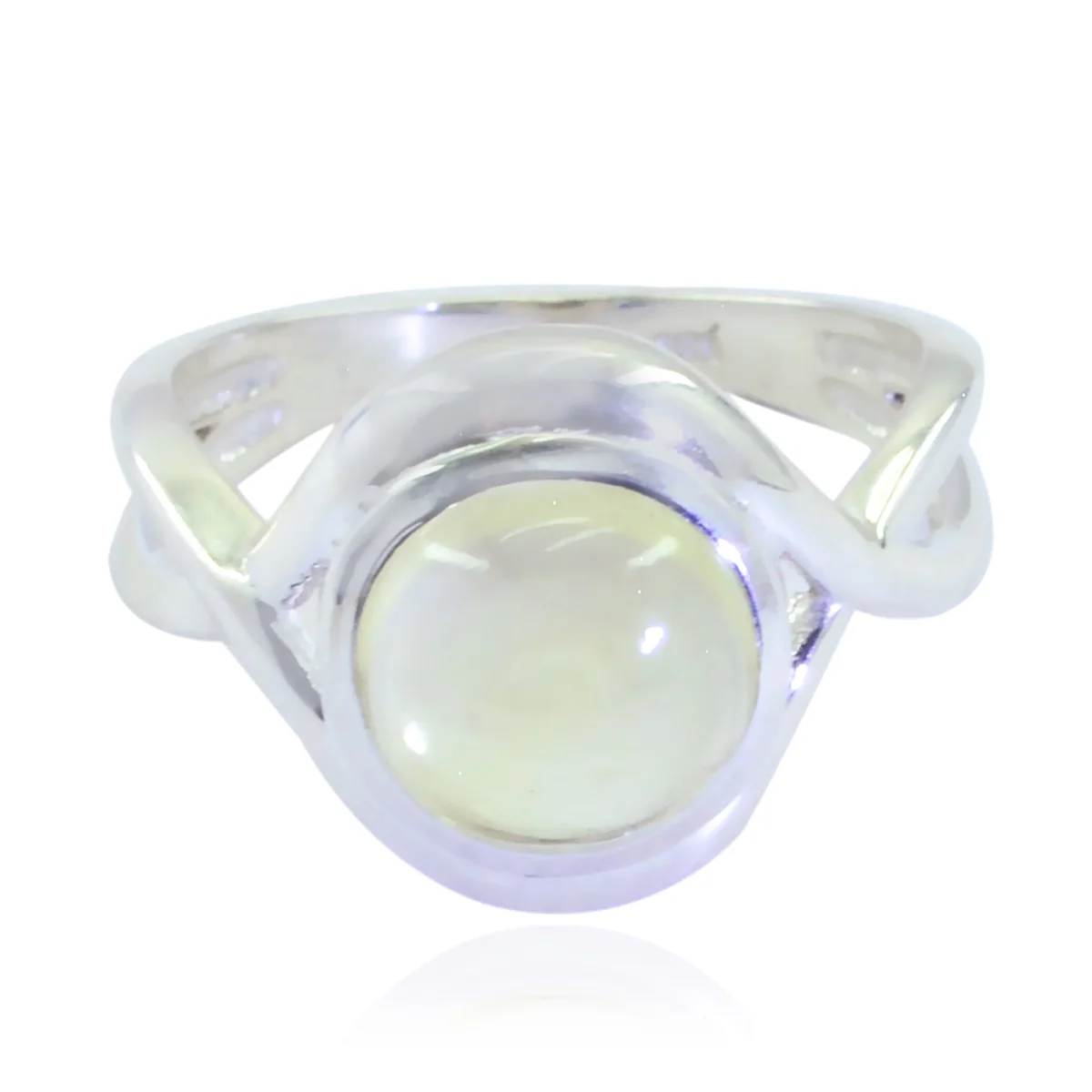 Prehnite Solitaire Russian 92.5 Silver Green Gemstones Mid-weight Graceful Ring Jewelry