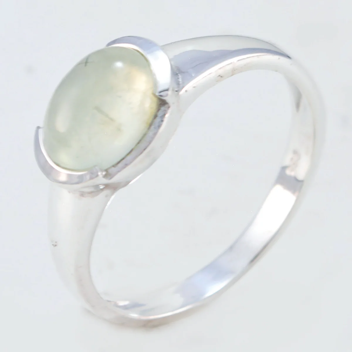 Prehnite Solitaire Turkish Sterling Silver Green Gemstones Dainty Abstract Ring Jewelry - Image 2