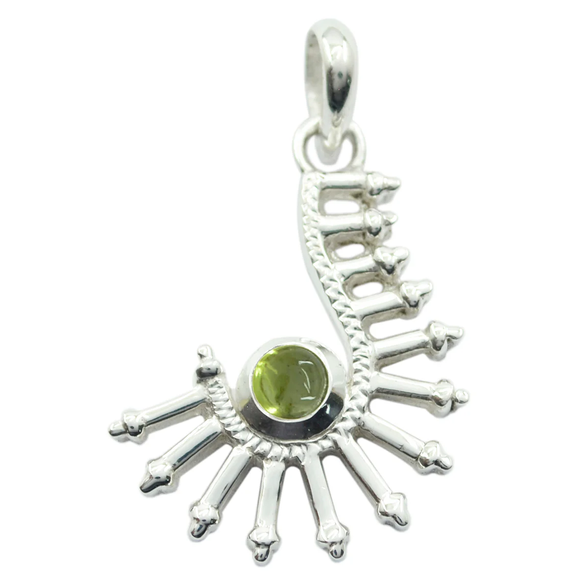 Prehnite Tiny French Sterling Silver Solitaire Constanza wedding Green Pendant Jewellery - Image 2