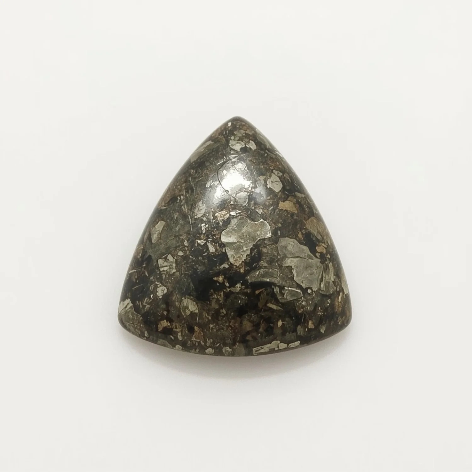 Pyrite 10PC Tiny 4x4 MM Triangle Cabochon Gray Luster semi Precious Precious Gemstone - Image 2