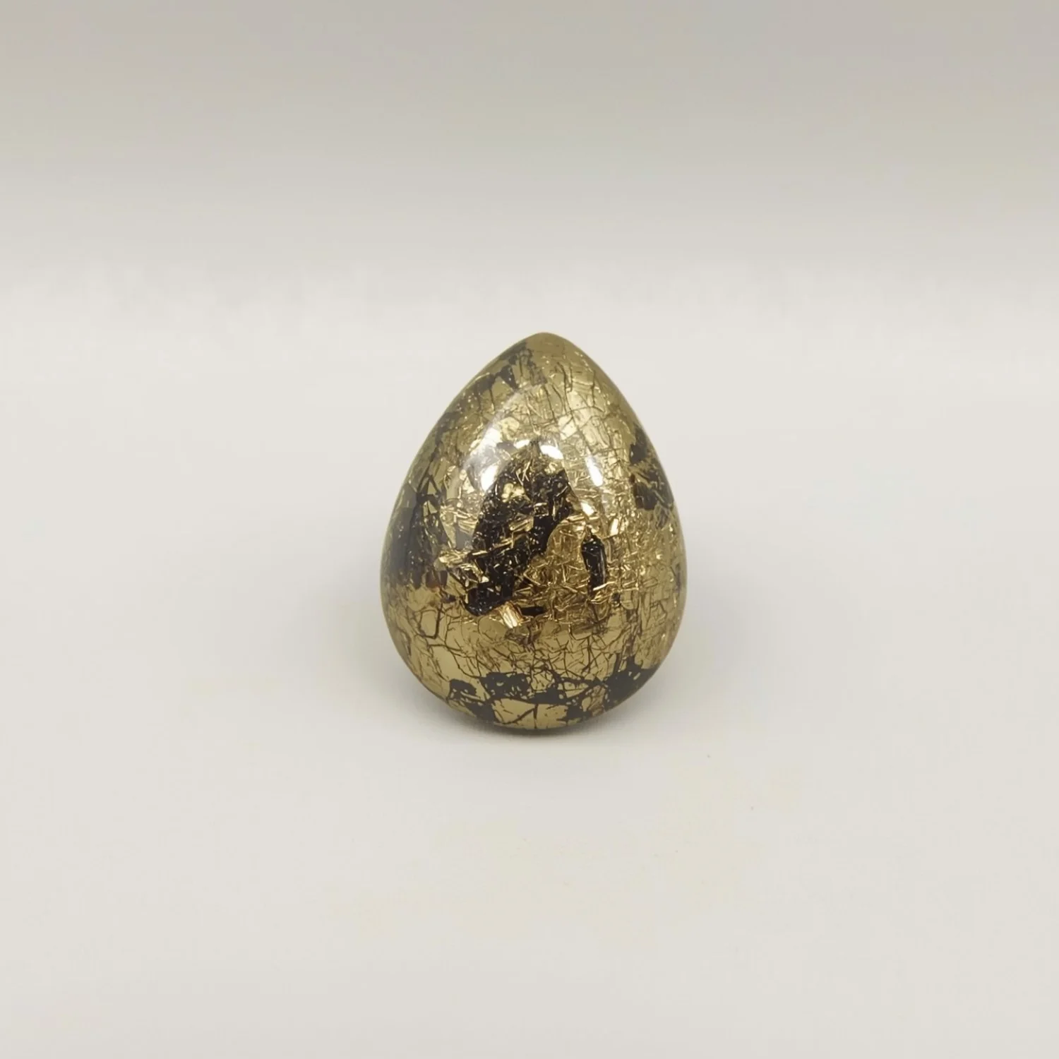 Pyrite 1PC Small 6x8 MM Pear Cabochon Gray Natural semi Precious Semi Precious Gemstone