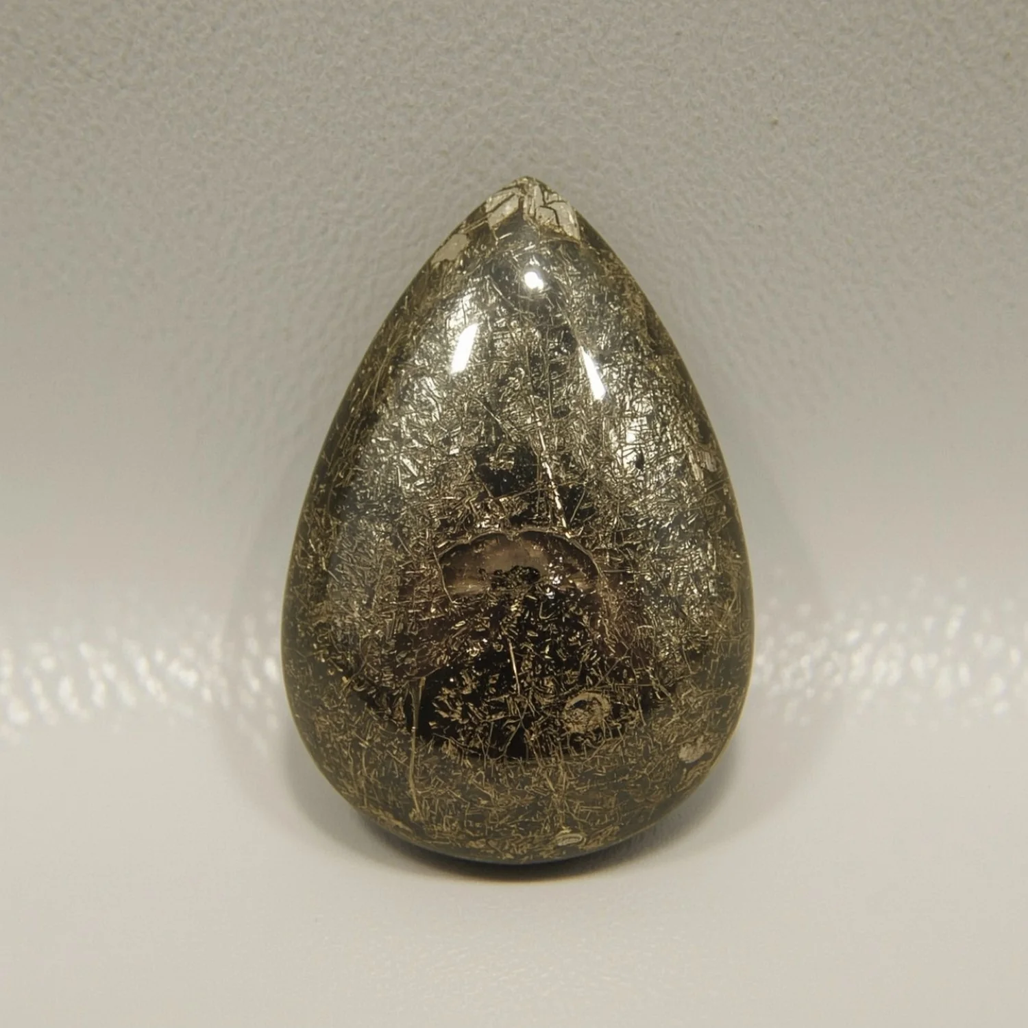 Pyrite 1PC Small 6x8 MM Pear Cabochon Gray Natural semi Precious Semi Precious Gemstone - Image 2