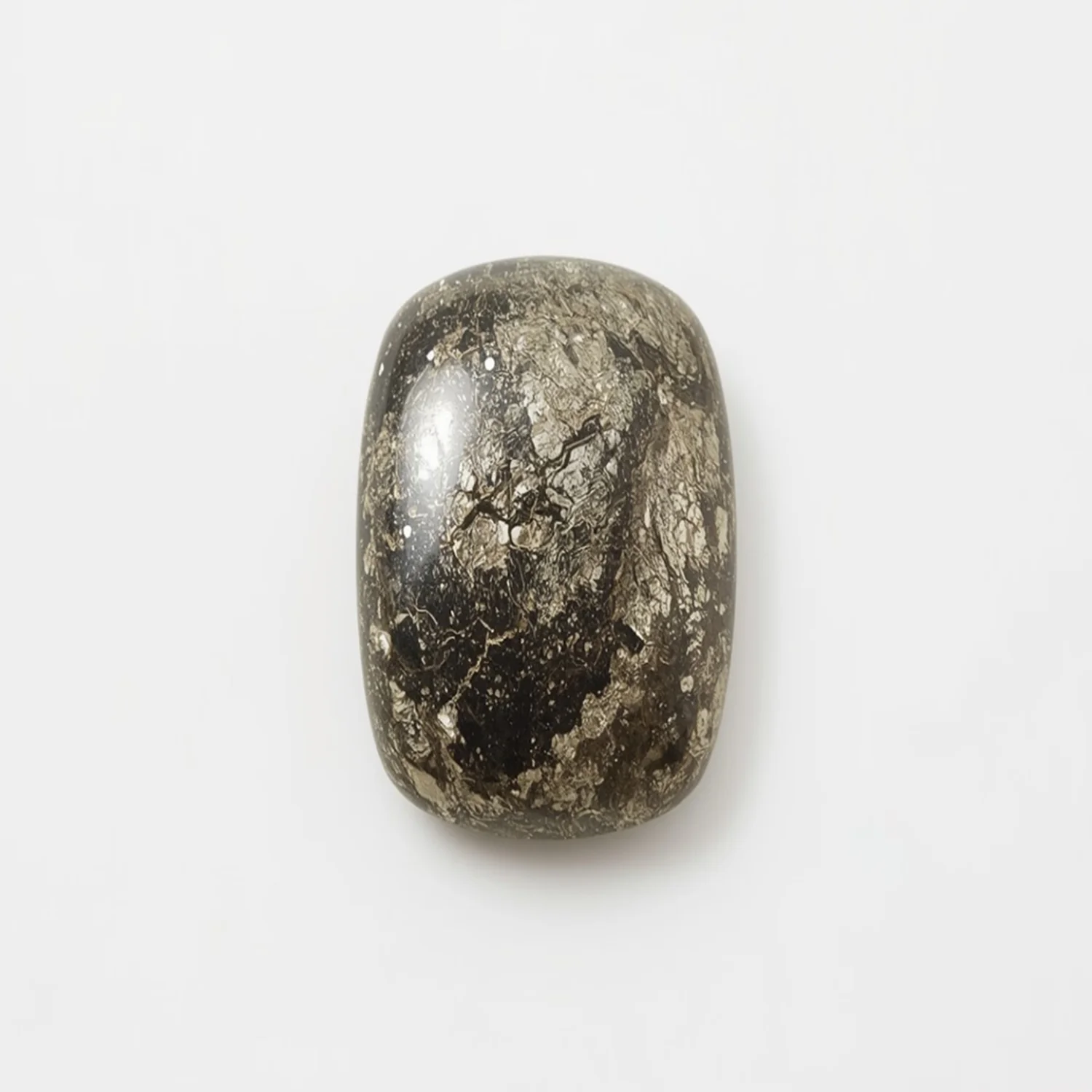 Pyrite 1PC Small 6x9 MM Emerald Cabochon Gray Brilliant semi Precious Loose Gemstones