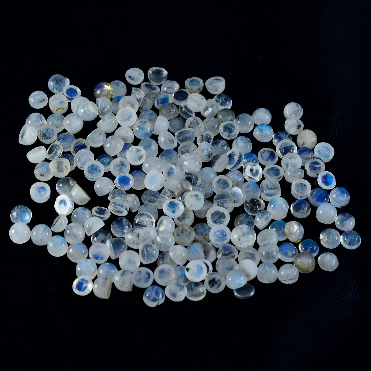 Rainbow Moonstone 10PC Tiny 3x3 MM Round Cabochon White Shine semi Precious Precious Gemstone