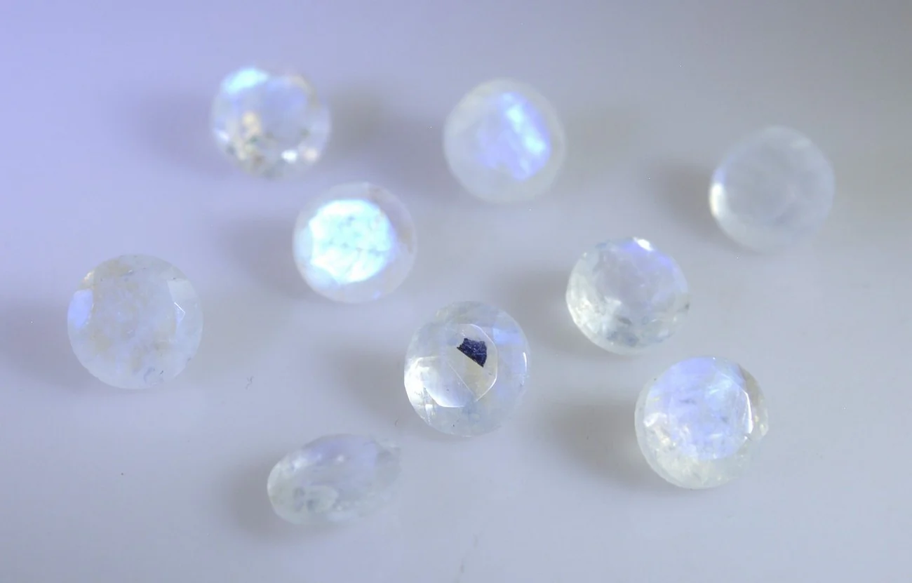 Rainbow Moonstone 10PC Tiny 3x3 MM Round Faceted White Fiery Semi Precious Loose Gemstone - Image 4