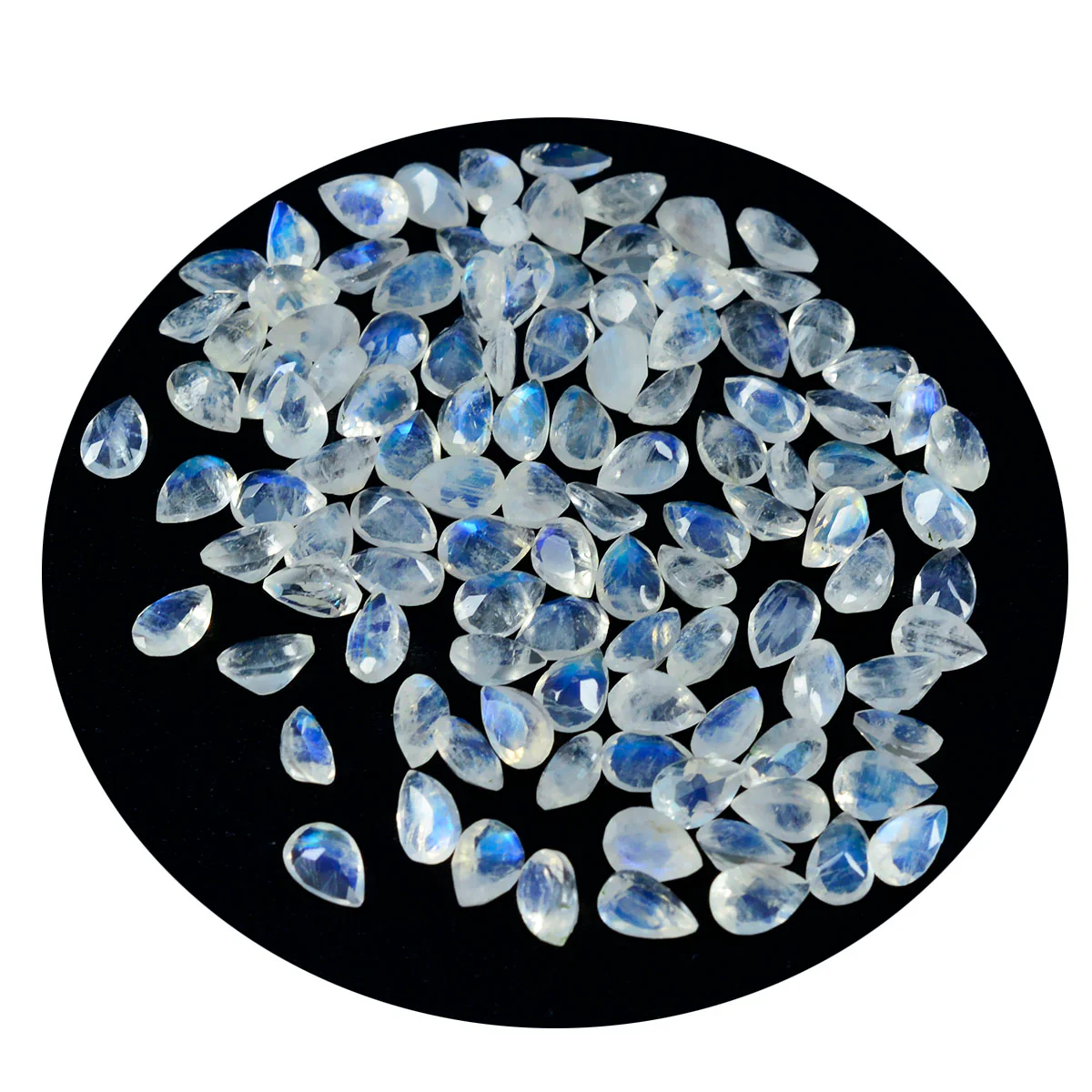 Rainbow Moonstone 10PC Tiny 3x5 MM Pear Faceted White High-Quality Semi Precious Loose Gemstones - Image 2