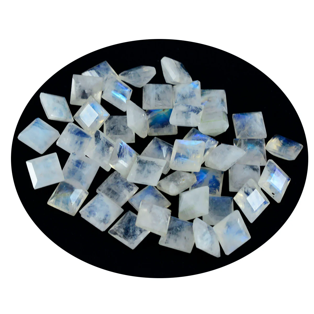 Rainbow Moonstone 10PC Tiny 4x4 MM Square Faceted White Brilliant Semi Precious Loose Gemstones - Image 2