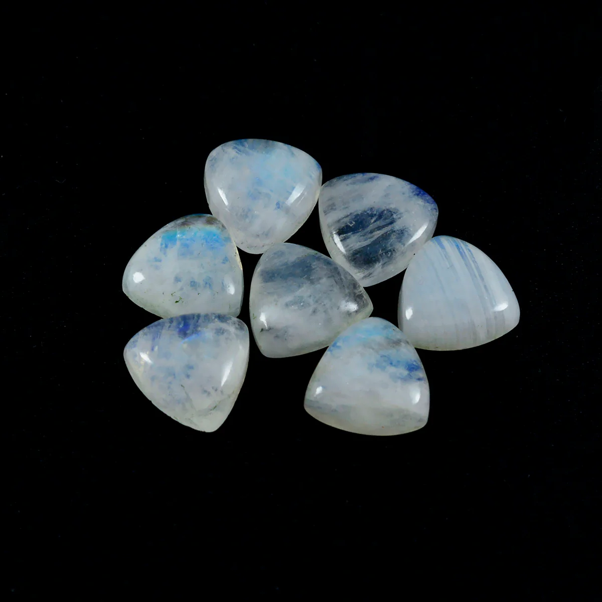 Rainbow Moonstone 10PC Tiny 4x4 MM Triangle Cabochon White Fiery semi Precious Loose Gemstone - Image 3