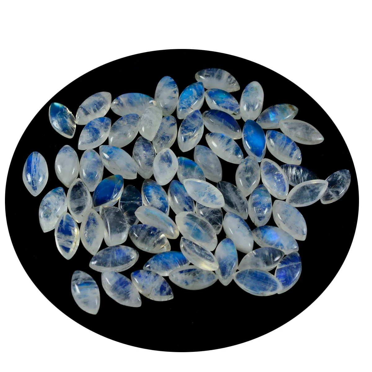 Rainbow Moonstone 10PC Tiny 4x8 MM Marquise Cabochon White Lustrous semi Precious Loose Gemstone - Image 2