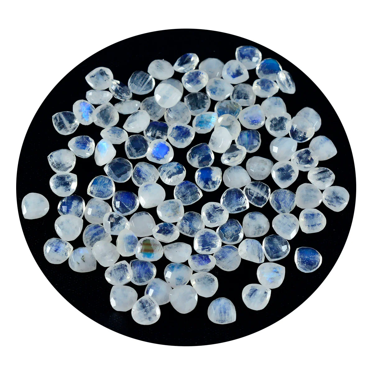 Rainbow Moonstone 10PC Tiny 5x5 MM Heart Faceted White Sparkling Semi Precious Gems - Image 2