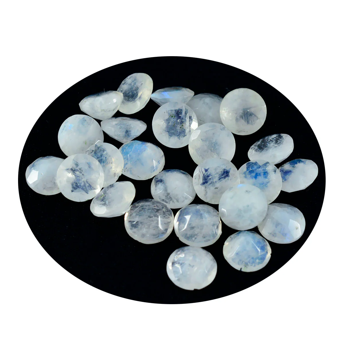 Rainbow Moonstone 10PC Tiny 5x5 MM Round Faceted White Sparkling Semi Precious Gems - Image 2