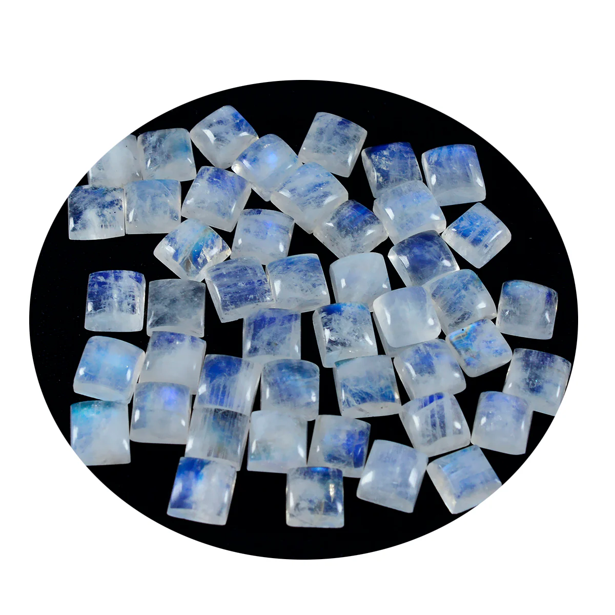 Rainbow Moonstone 10PC Tiny 5x5 MM Square Cabochon White Lustrous semi Precious Gems - Image 2