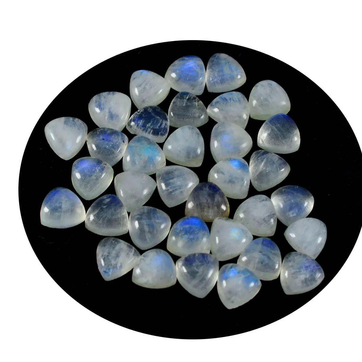 Rainbow Moonstone 10PC Tiny 5x5 MM Triangle Cabochon White Brilliant semi Precious Loose Gemstones - Image 2