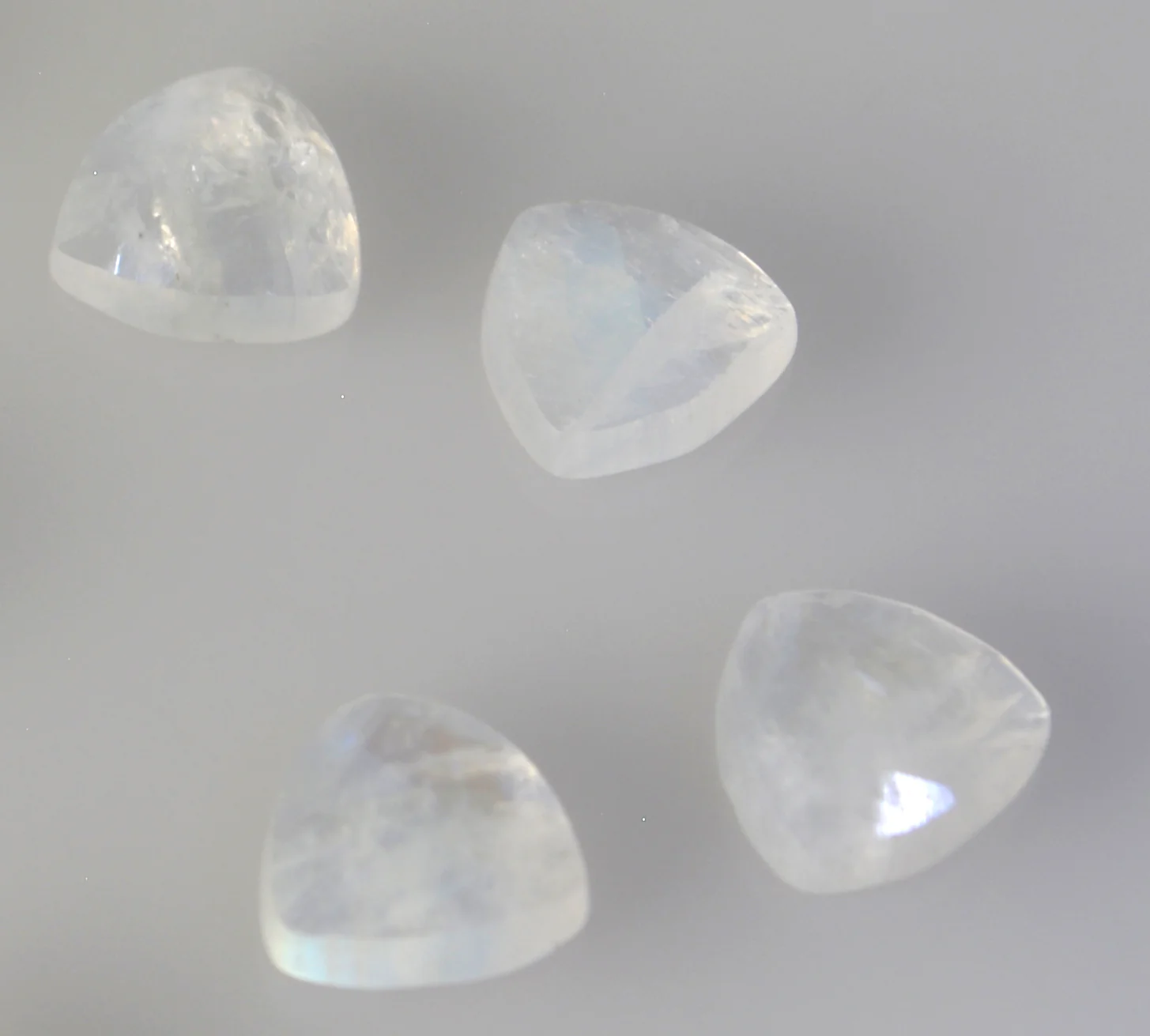Rainbow Moonstone 10PC Tiny 5x5 MM Triangle Faceted White Sparkling Semi Precious Gems - Image 2