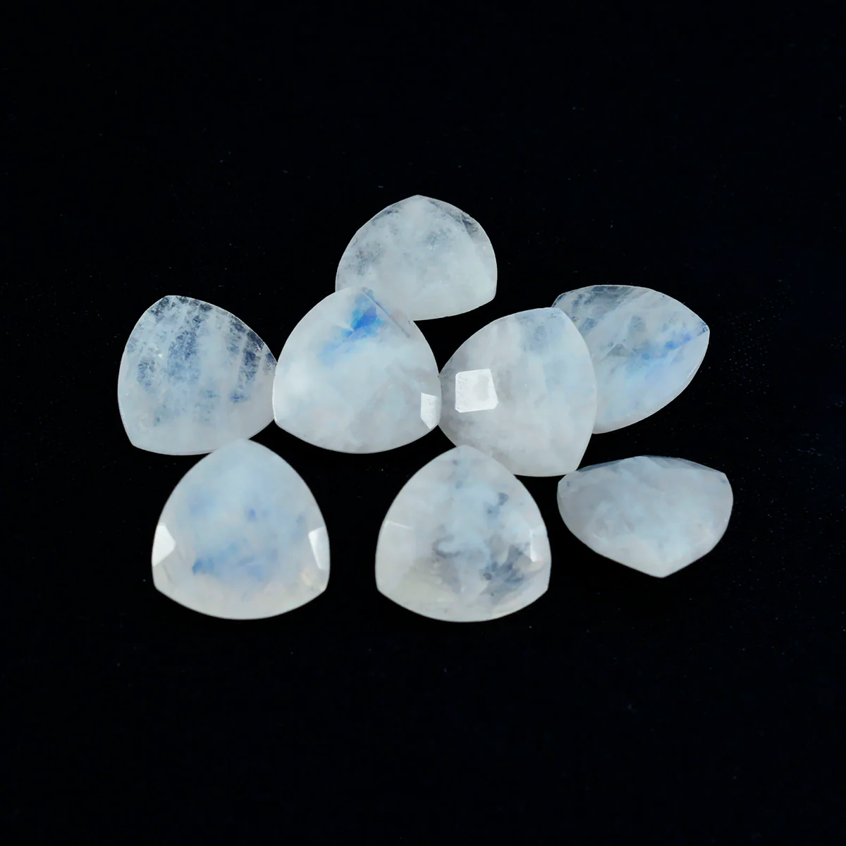 Rainbow Moonstone 10PC Tiny 5x5 MM Triangle Faceted White Sparkling Semi Precious Gems - Image 3