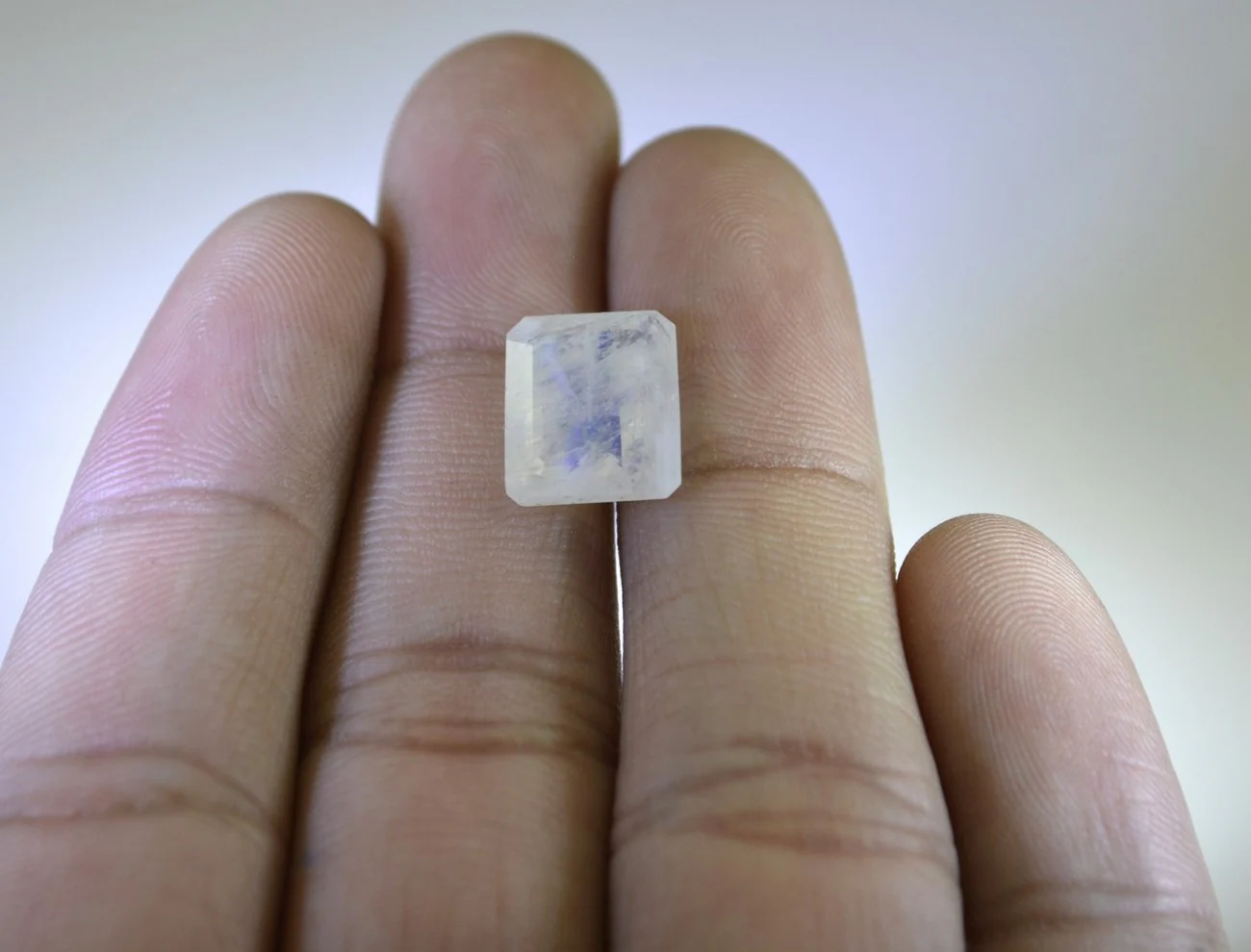 Rainbow Moonstone 1PC Chunky 15x20 MM Emerald Faceted White Genuine Semi Precious Loose Gemstones - Image 2
