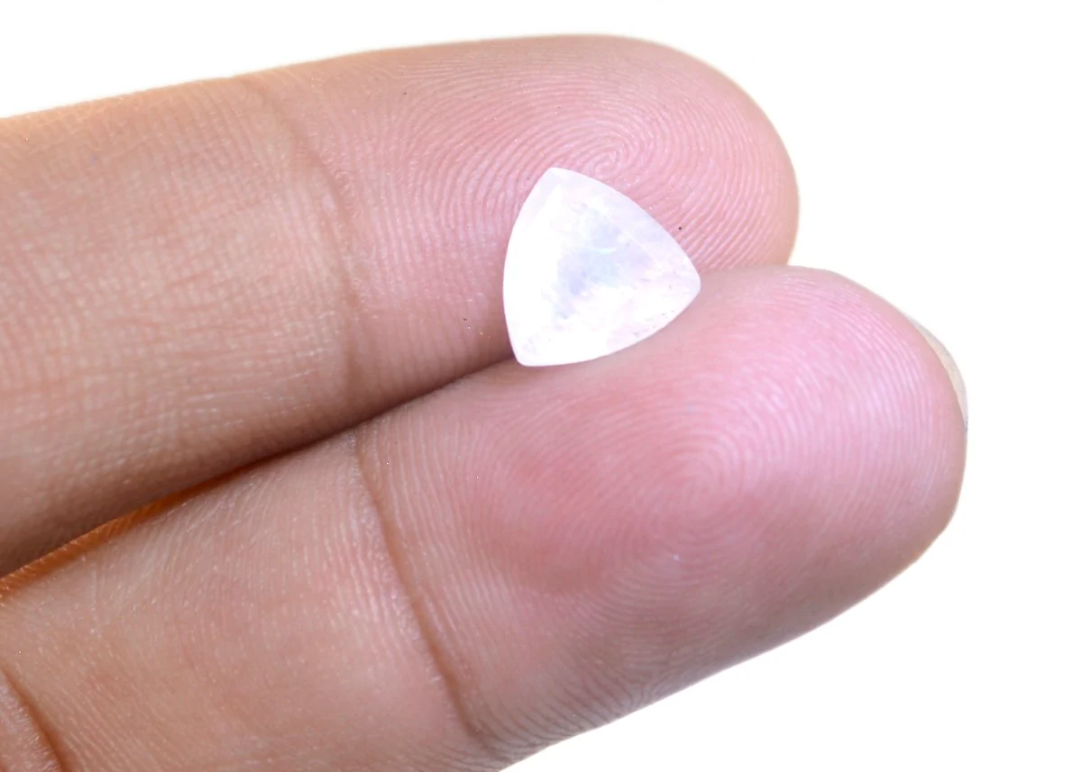 Rainbow Moonstone 1PC Large 10x10 MM Triangle Faceted White Shine Semi Precious Loose Gems - Image 3