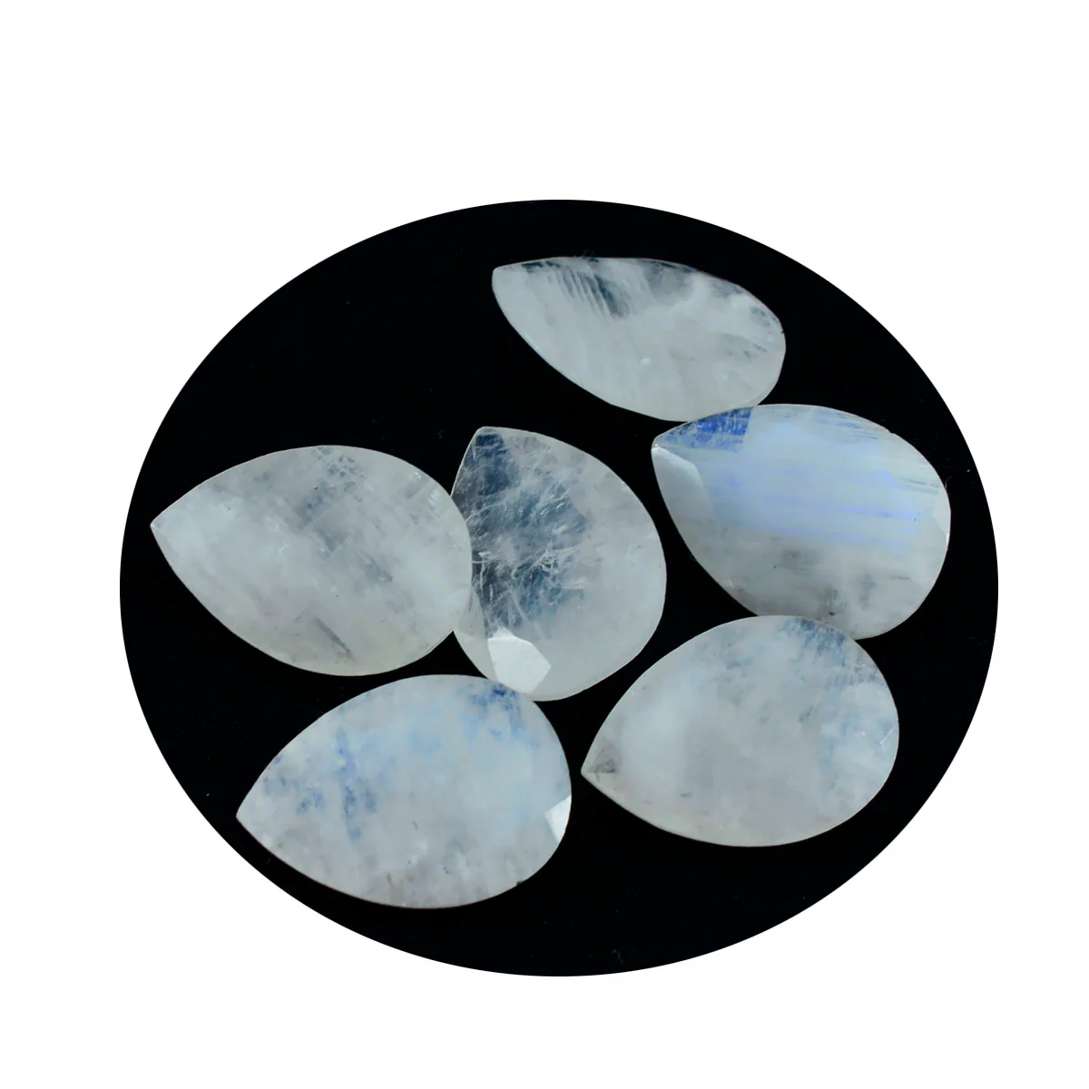 Rainbow Moonstone 1PC Large 10x14 MM Pear Faceted White Lustrous Semi Precious Loose Gemstone - Image 2