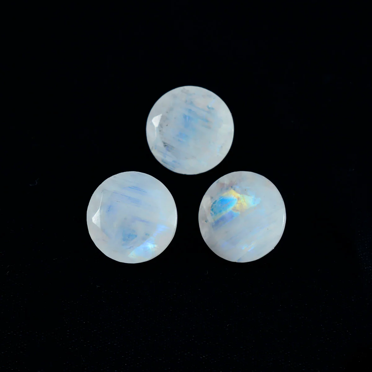 Rainbow Moonstone 1PC Large 11x11 MM Round Faceted White Fine Semi Precious Loose Gemstone - Image 4