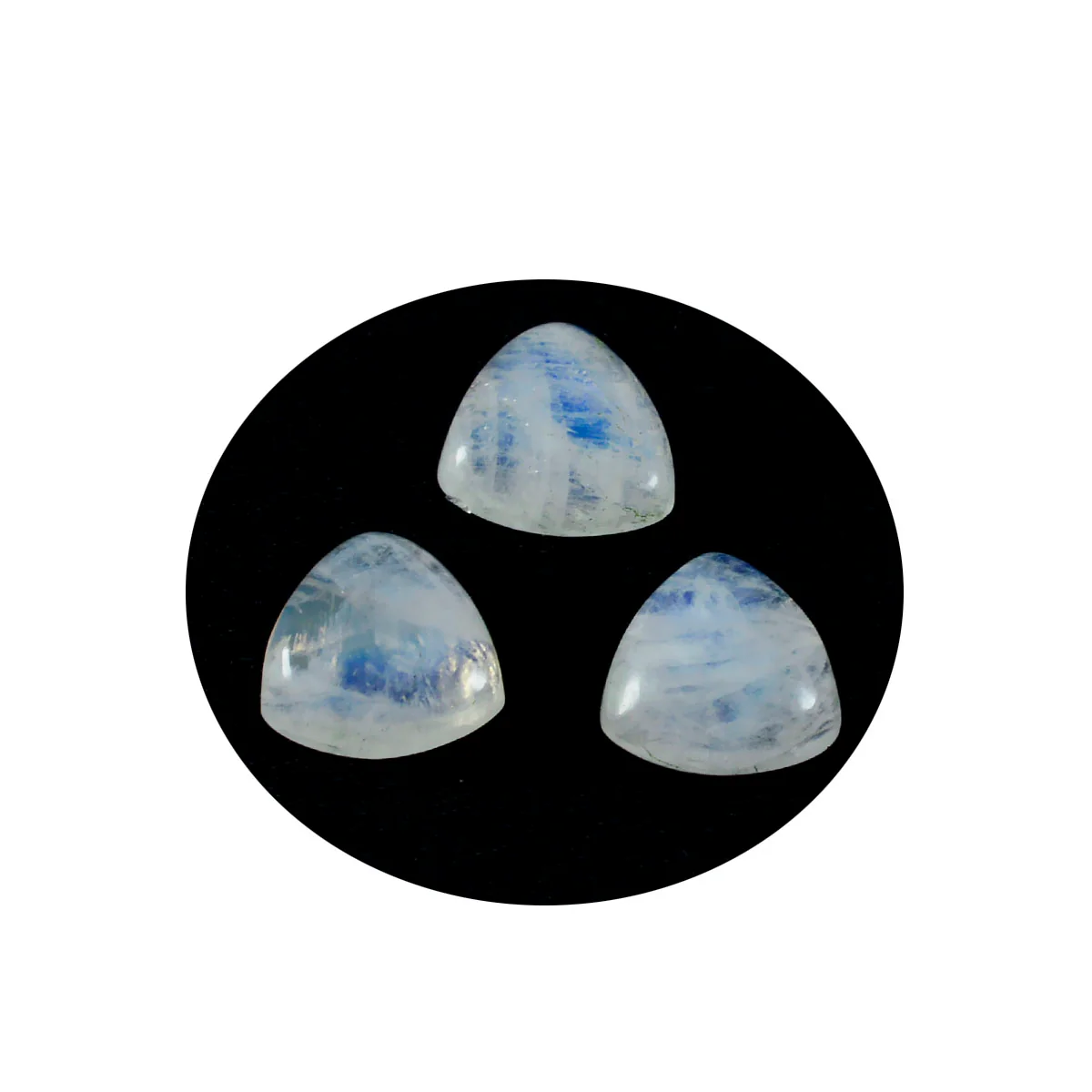 Rainbow Moonstone 1PC Large 11x11 MM Triangle Cabochon White Shine semi Precious Loose Gemstones - Image 2
