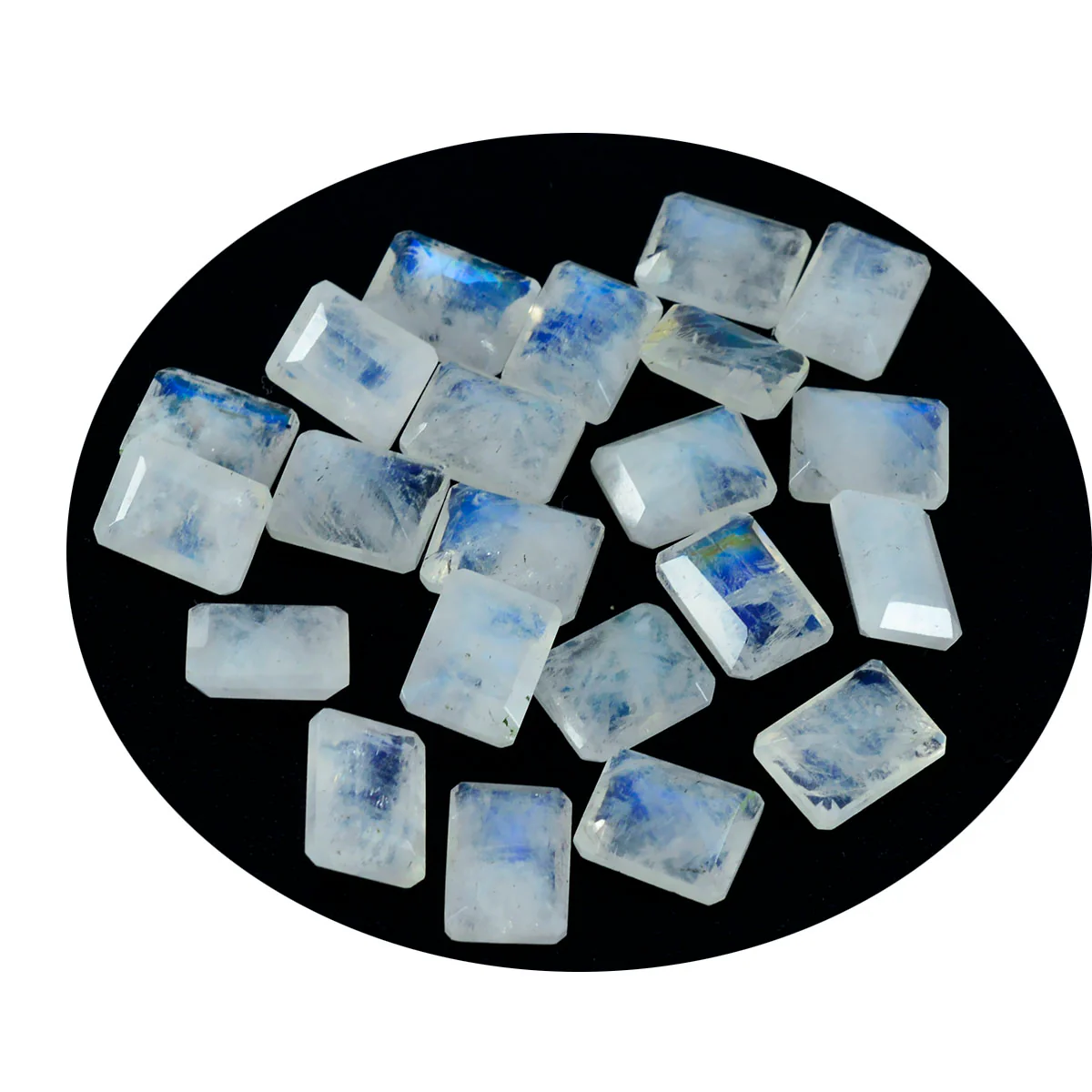Rainbow Moonstone 1PC Medium 8x10 MM Emerald Faceted White Splendid Semi Precious Gems - Image 2