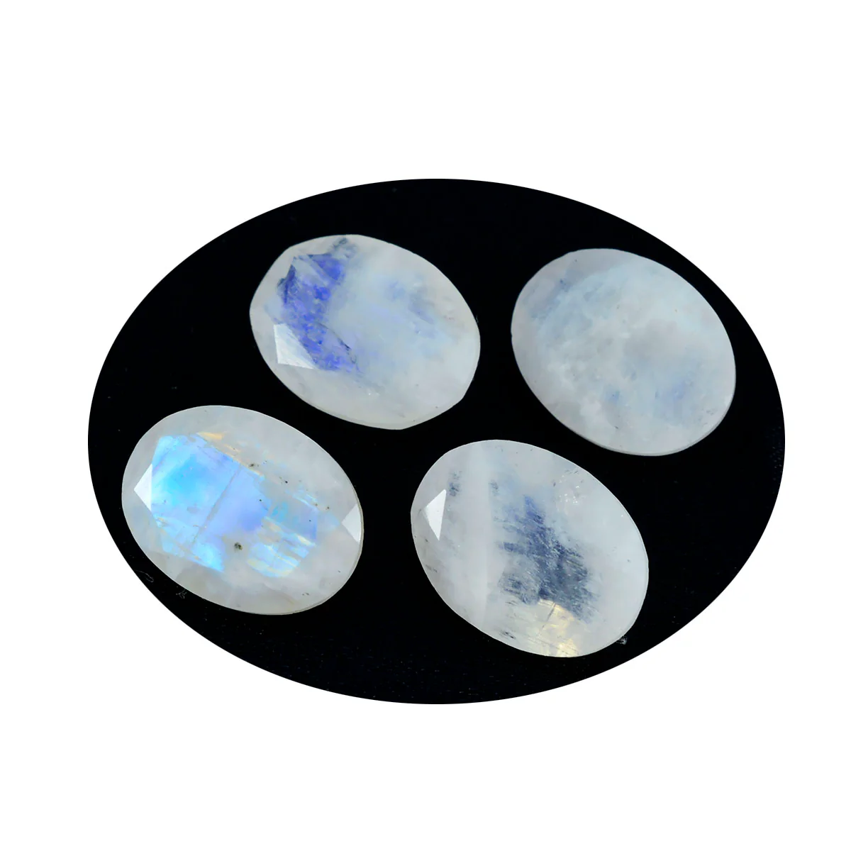 Rainbow Moonstone 1PC Medium 8x10 MM Oval Faceted White Lustrous Semi Precious Gems - Image 2
